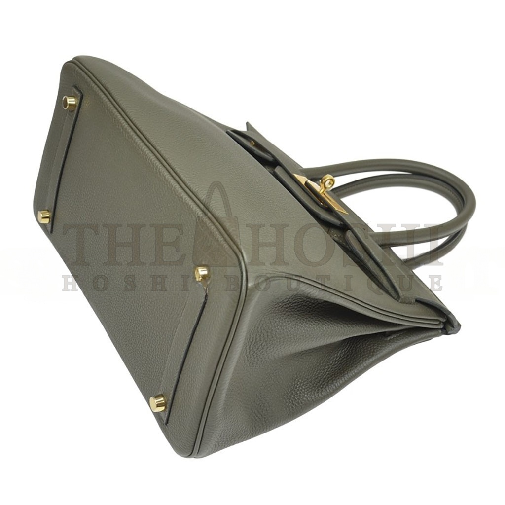 H**me5 BIRKIN 30 TOGO LEATHER ALMOND GREEN GOLD BUCKLE HANDBAG BK30C6TGGP (30*23*15cm) Master Quality